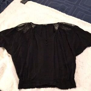 Cute black Express blouse with lace detail